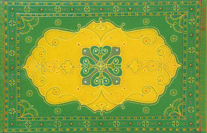 oriental rug inspired contemporary original contemporary green painting