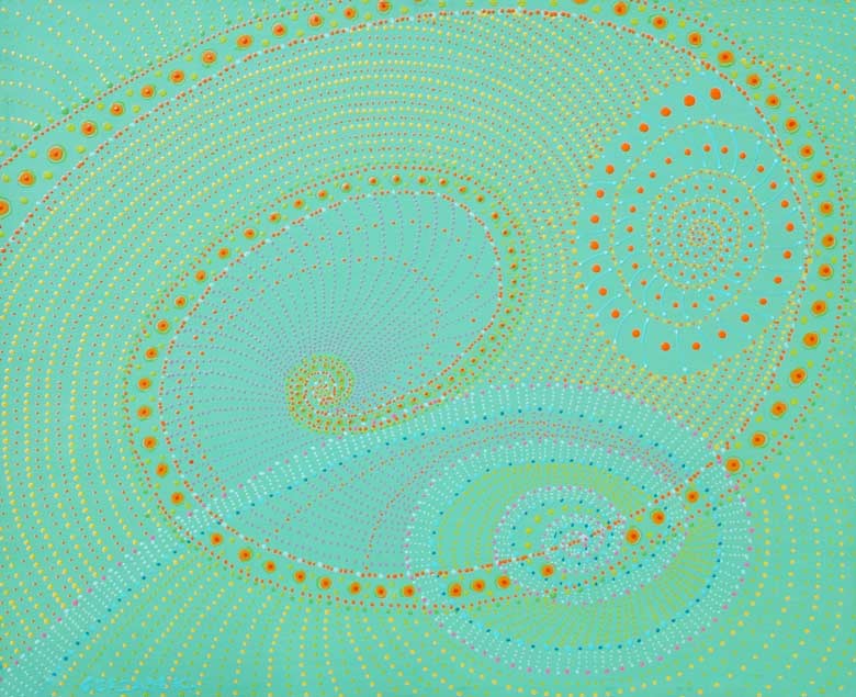 spirals geometric spiral dot painting original contemporary artwork