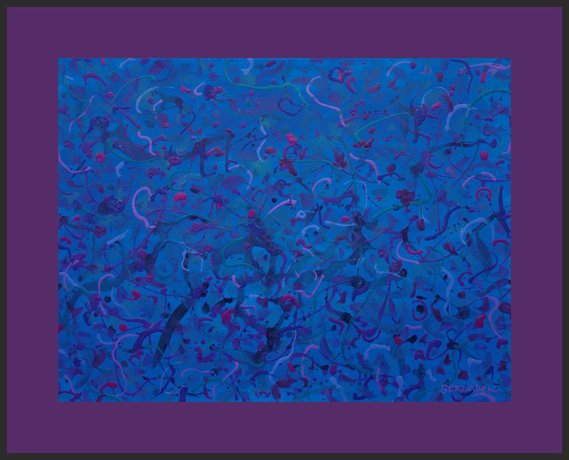 in the dark blue original abstract framed painting