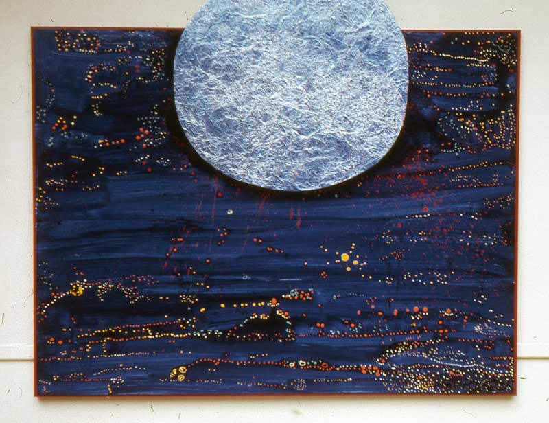 blue abstract painting blue moon
