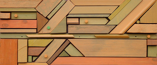 truely woody original abstract wall sculpture bas-relief recycled timbers