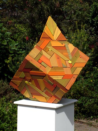geometric timber cube variation sculpture recycled timber