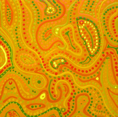 curves pattern orange yellow artwork abstract painting