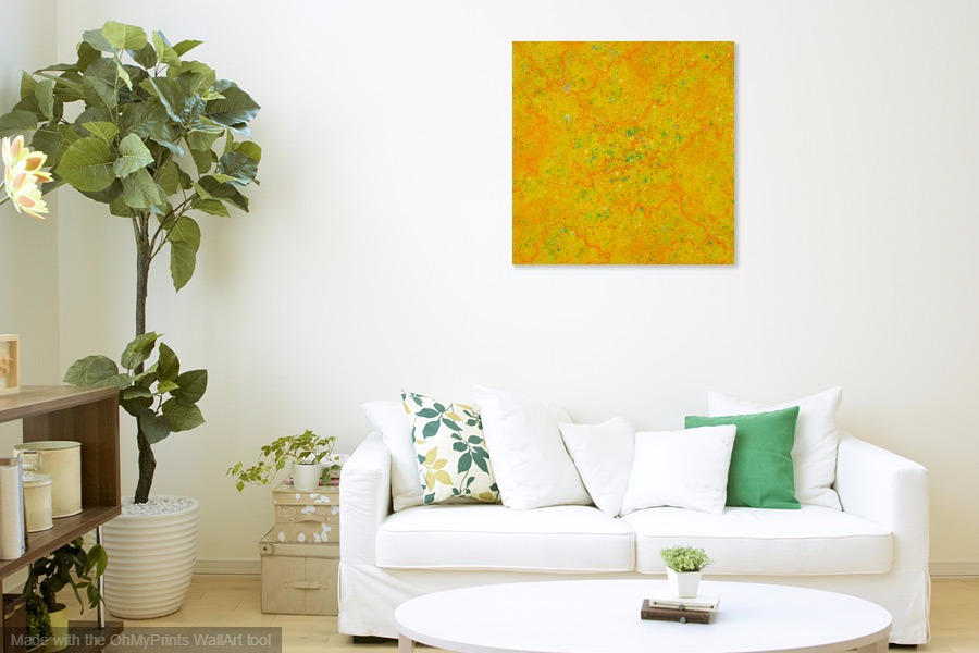 yellow mellow abstract landscape original painting on wall