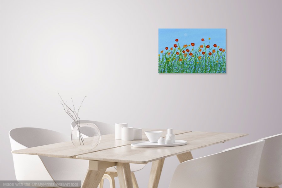 blooming flowers acrylic impressionist floral painting on wall image