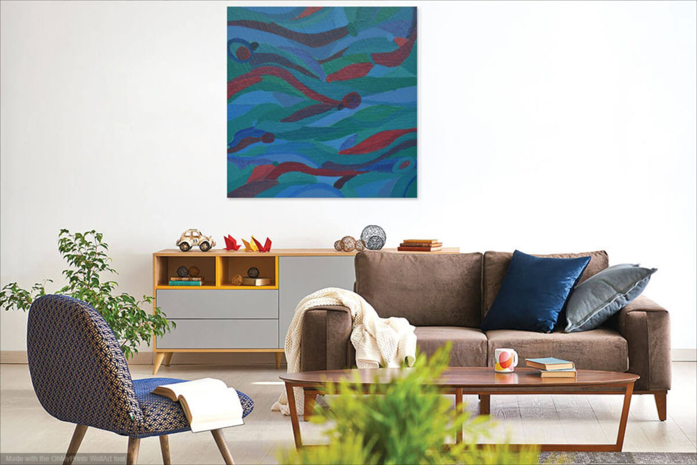 on wall image of abstract original sescape painting
