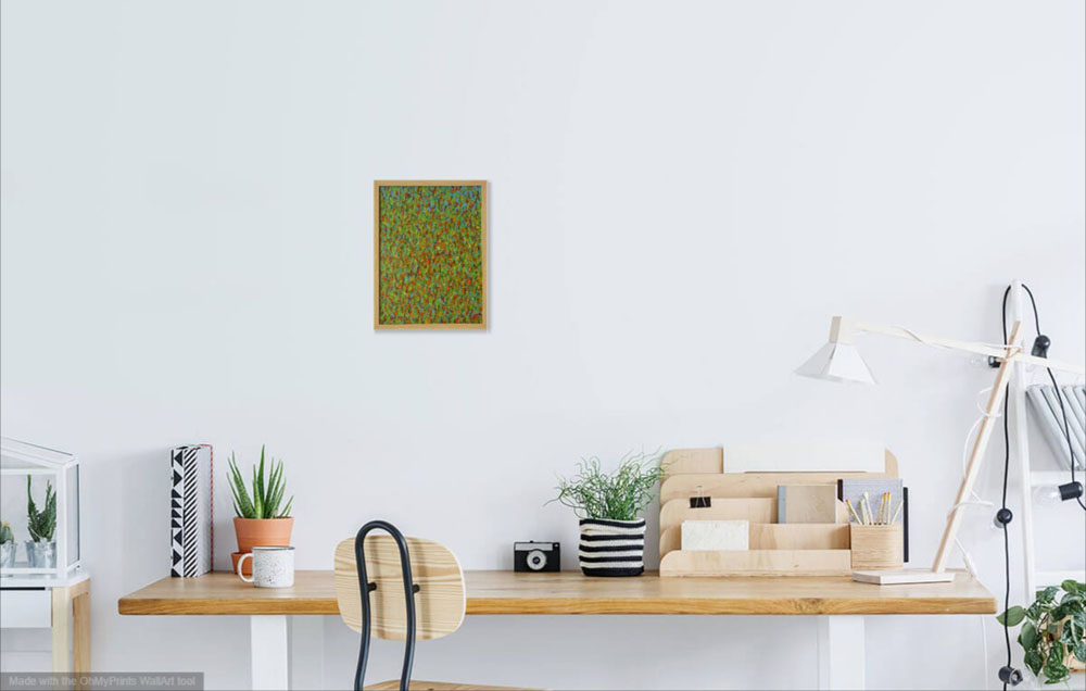 on wall image gum leaves semi-abstract contemporary painting